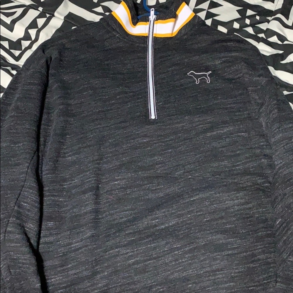 Victoria Secret Pink dark heather gray half zip